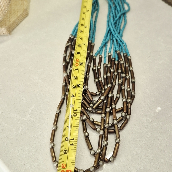 Turquoise and Brown Beaded Necklace - Picture 4 of 6